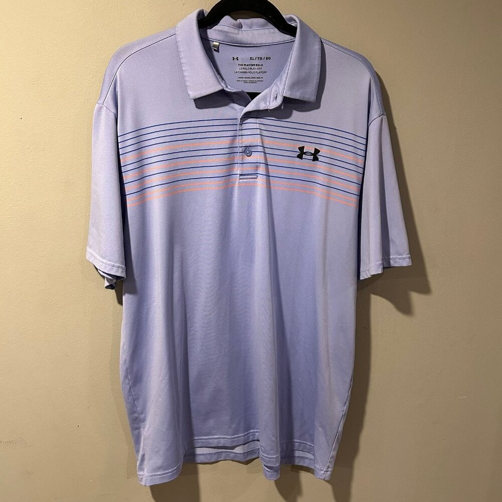 Under Armour Men's Playoff Speed Stripe Short Sleeve Golf Polo XL Lilac